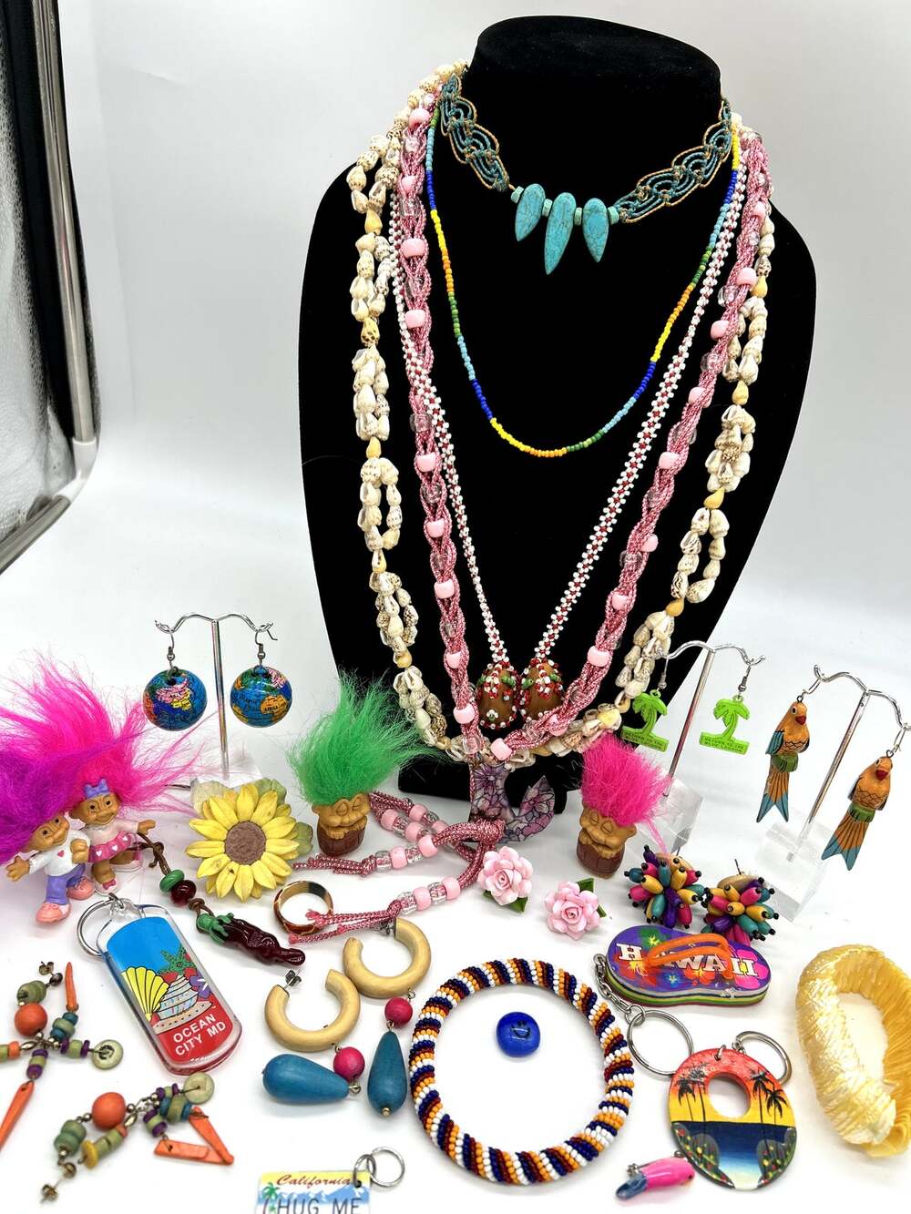 Vintage Jewelry Lot 20+ Pieces Kitsch Eclectic World Traveler Colorful Fun Y2K